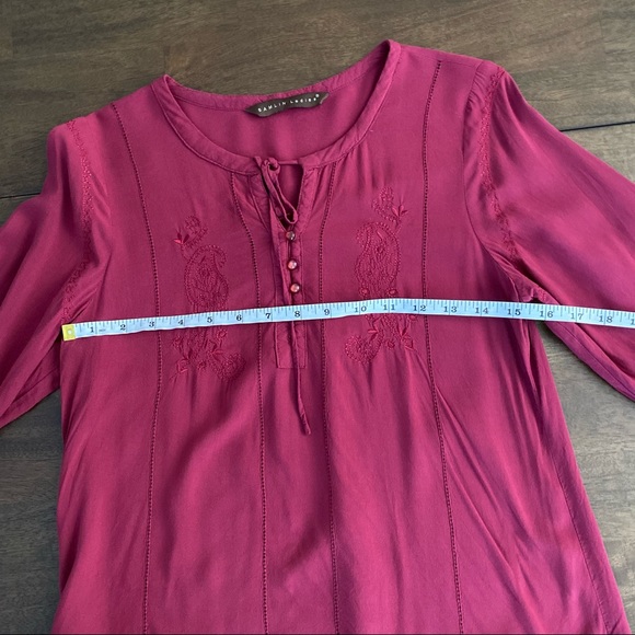 SAMLIN Red Blouse with Embroidered Design Buttoned 3/4 Sleeves - Picture 8 of 12